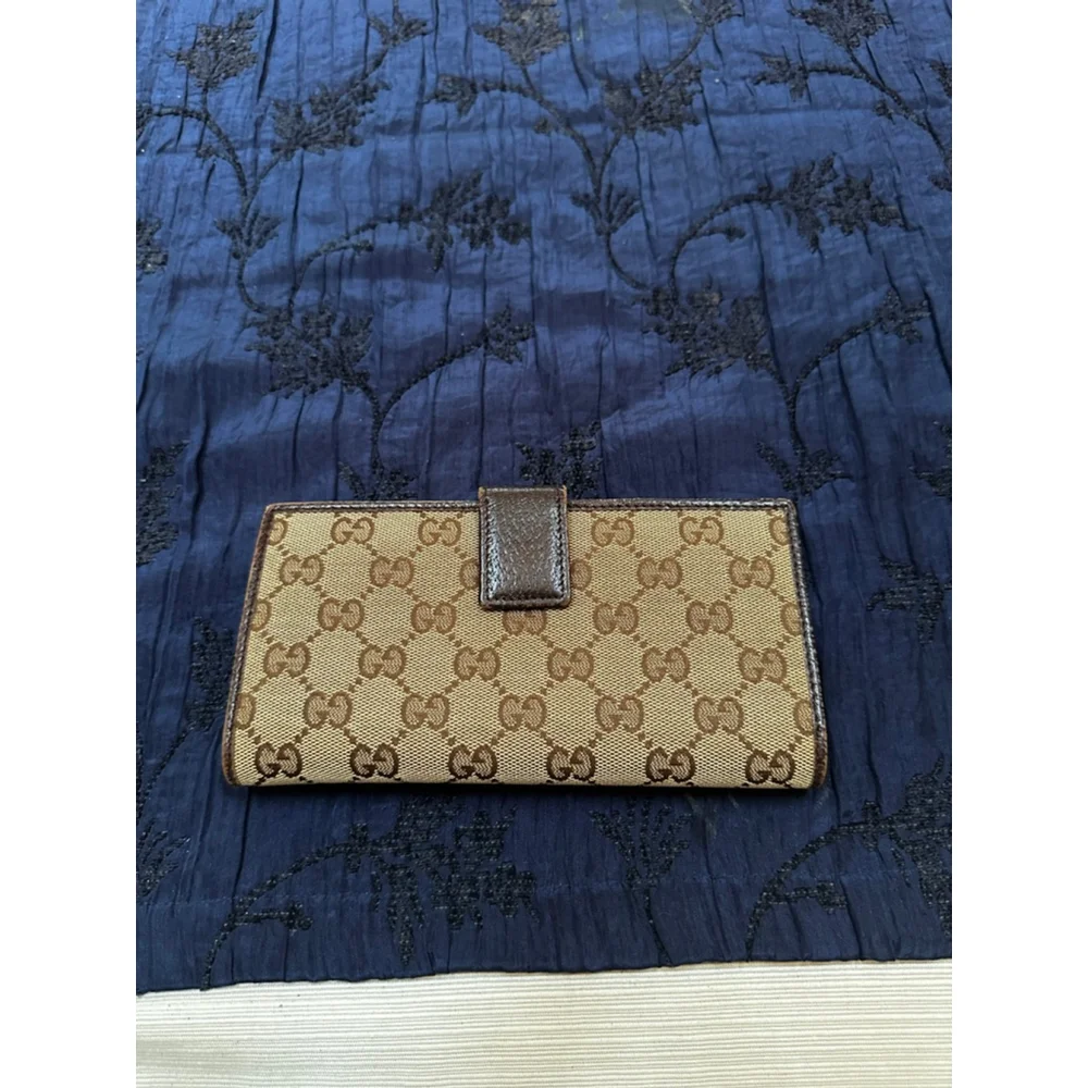 Gucci GG Beige & Brown Monogram Canvas & Leather Long Snap Wallet - Picture 6 of 16